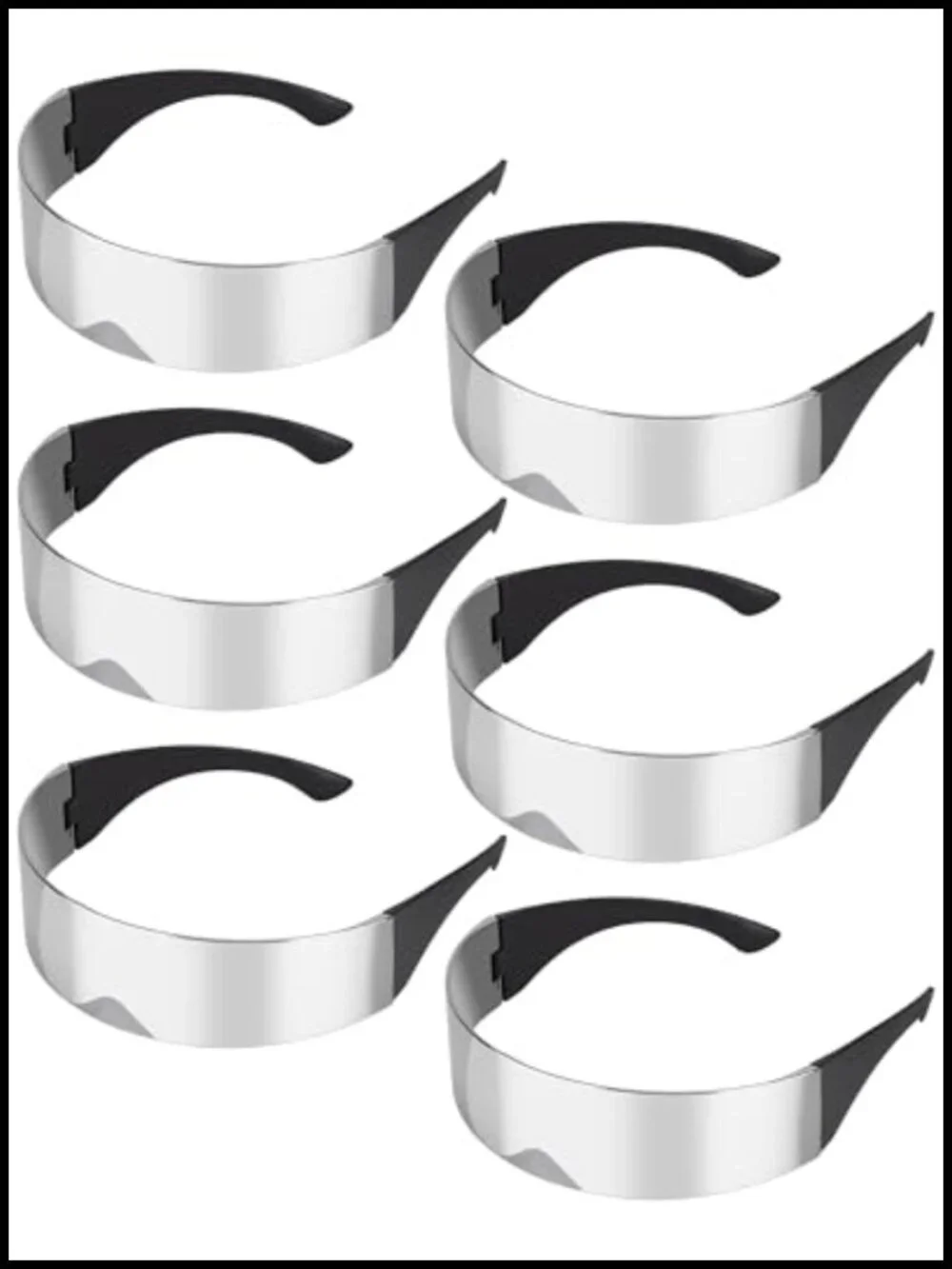 6 Pairs Retro Futuristic Visor Sunglasses for Parties Festivals Cosplay Costume